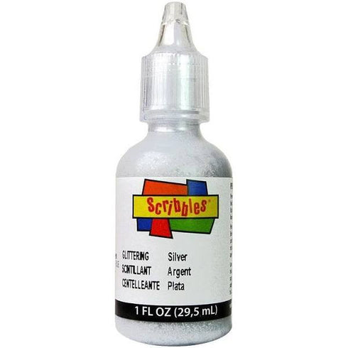 SCRIBBLES GLITTERING SILVER  FA 1OZ FABRIC PUFF PAINT